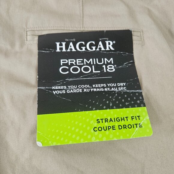Haggar Premium Cool 18 Men's Shorts Sz 42 Khaki Straight Fit Superflex Waistband - Picture 6 of 10